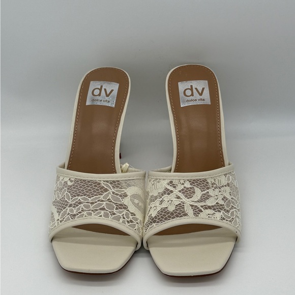 DV Dolce Vita Cream Lace Open Toe Sandals Heels Wedding Prom Formal Size 8 - Picture 1 of 8